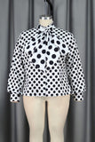 Chicdear White Casual Dot Print Turtleneck Tops