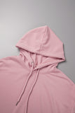 Chicdear Pink Sweet Sportswear Print Draw String Hooded Collar Tops