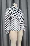 Chicdear White Casual Dot Print Turtleneck Tops