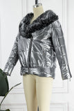 Chicdear Black Casual Solid Bandage Patchwork Feathers Outerwear