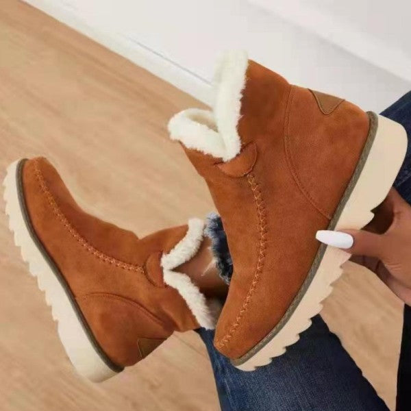 Chicdear Brown Casual Patchwork Solid Color Keep Warm Comfortable Shoes