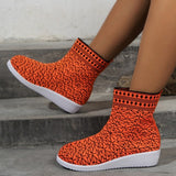 Chicdear Tangerine Red Casual Patchwork Round Comfortable Out Door Shoes