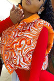 Chicdear Orange Casual Print Patchwork Zipper Zipper Collar Outerwear