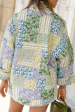 Chicdear Green Casual Floral Pocket Turndown Collar Outerwear