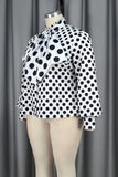 Chicdear White Casual Dot Print Turtleneck Tops