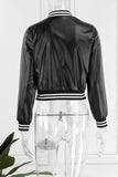 Chicdear Black Casual Solid Patchwork Buckle Cardigan Collar Outerwear